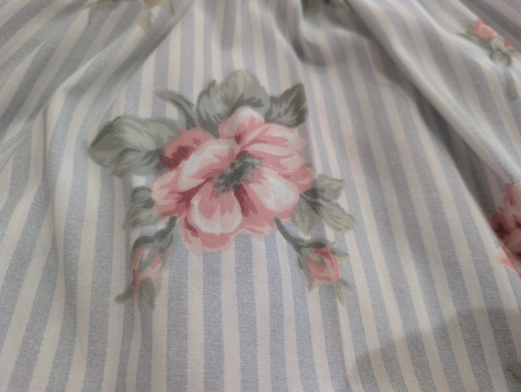 Blue Stripe Rose Floral Toddler Dress 2T