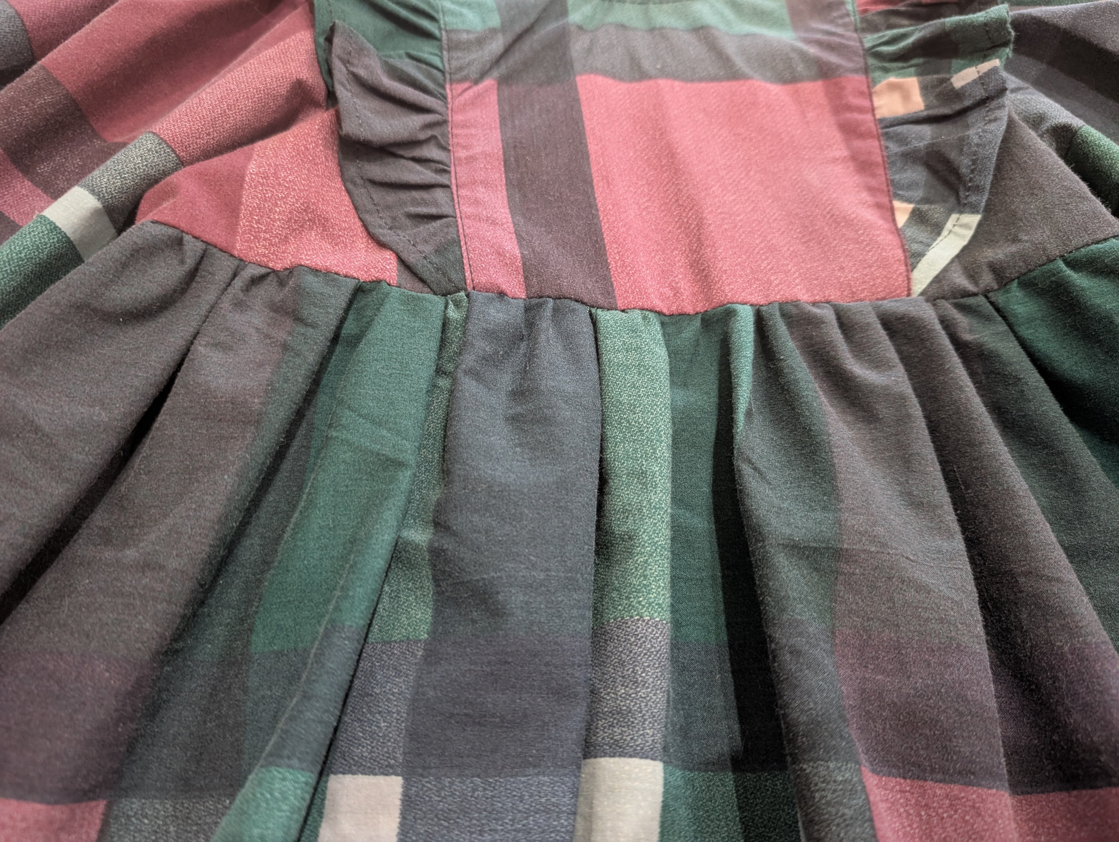 Plaid Ruffle Shoulder Long Sleeve Toddler Dress 2t