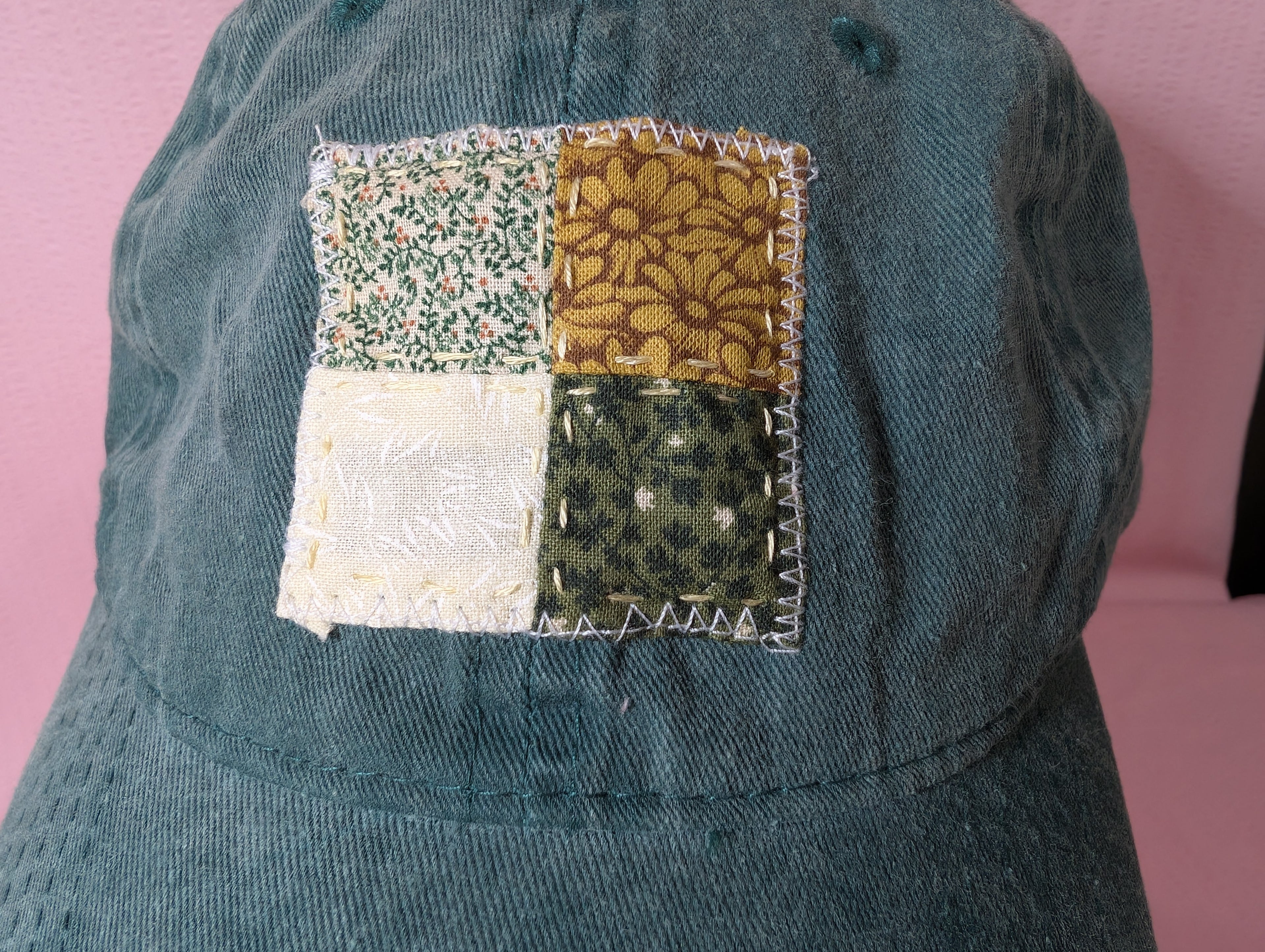 Green Quilt Square Baseball Cap