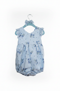 Blue Floral Baby Romper – Studio White Background