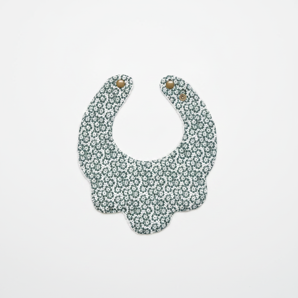 Ditsy Floral Baby Bib – Studio White Background