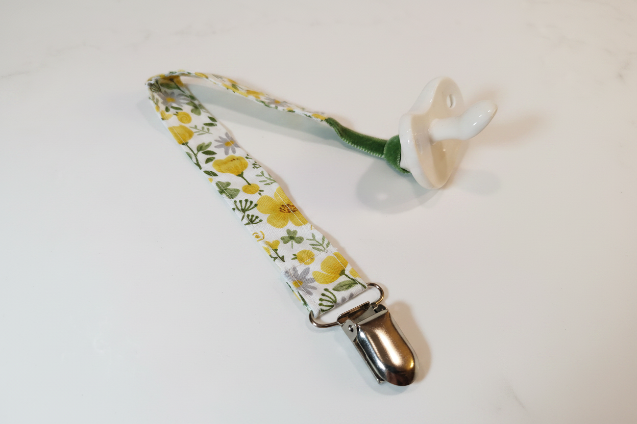 Floral Pacifier Clip – Studio Background