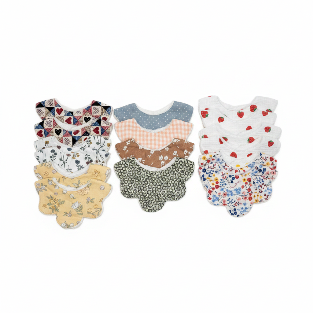 Handmade Baby Bib Collection – Studio White Background