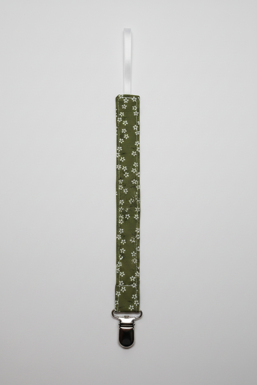 Olive Daisy Pacifier Clip Strap – Studio Background