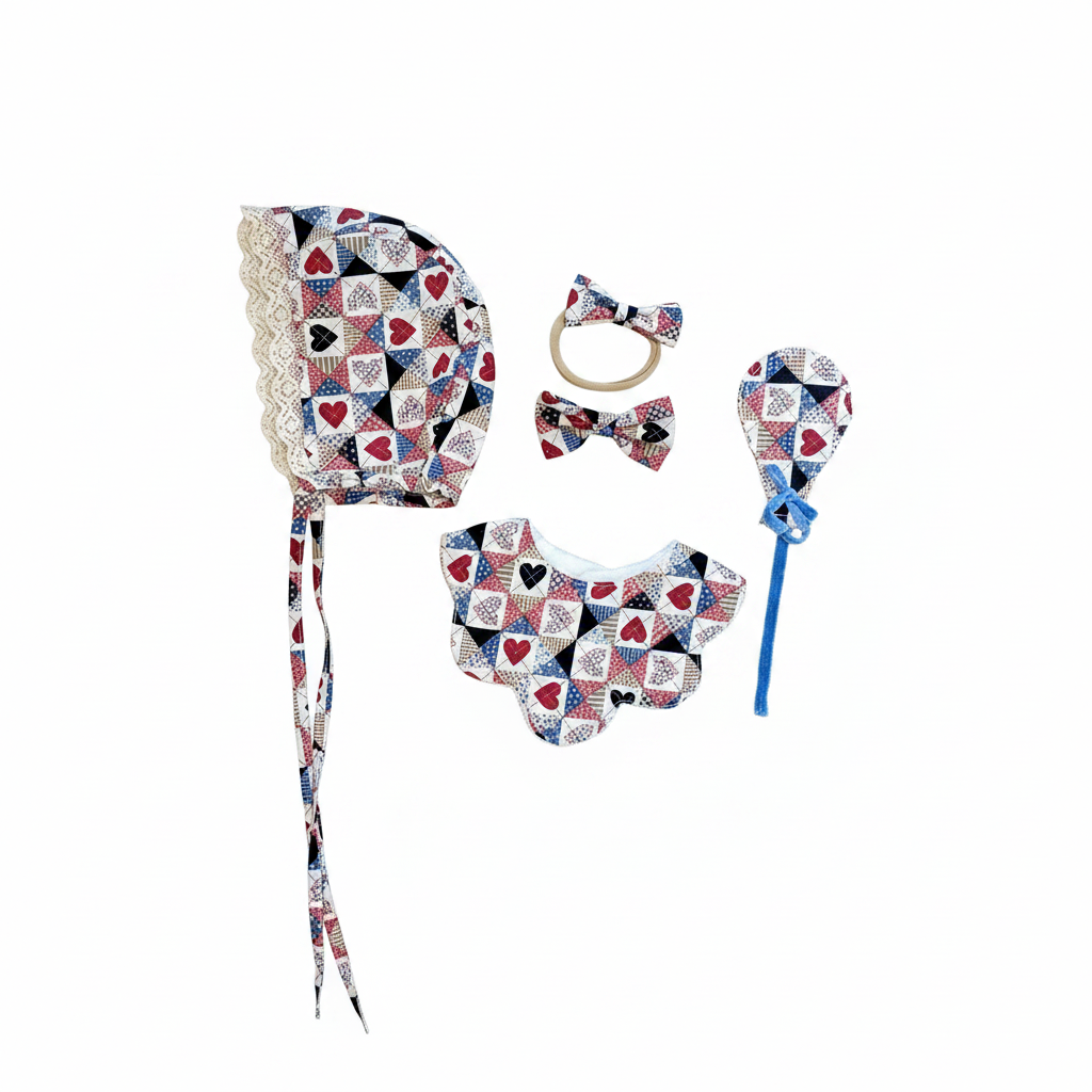 Patchwork Hearts Baby Set Studio Background