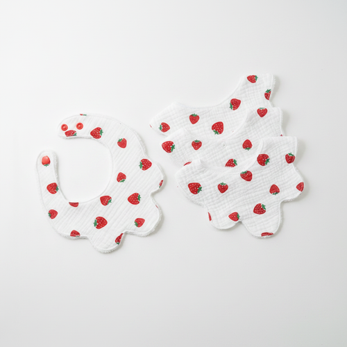 Strawberry Baby Bib Set – Studio White Background