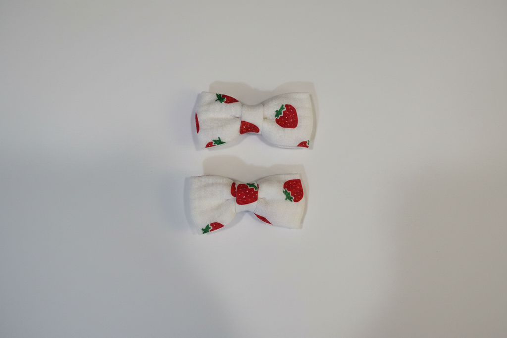 Strawberry Baby Bows Two Sizes Studio Shot