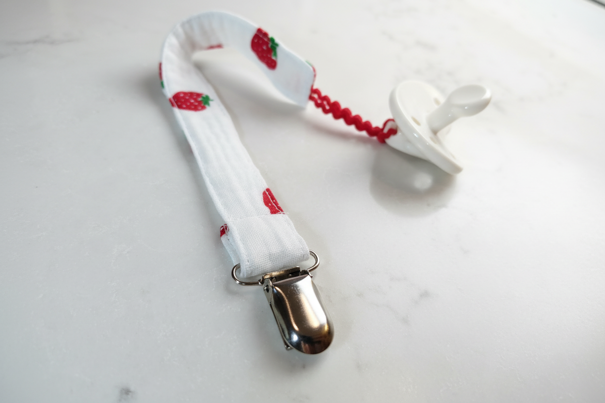 Strawberry Pacifier Clip – Adjusted Lighting