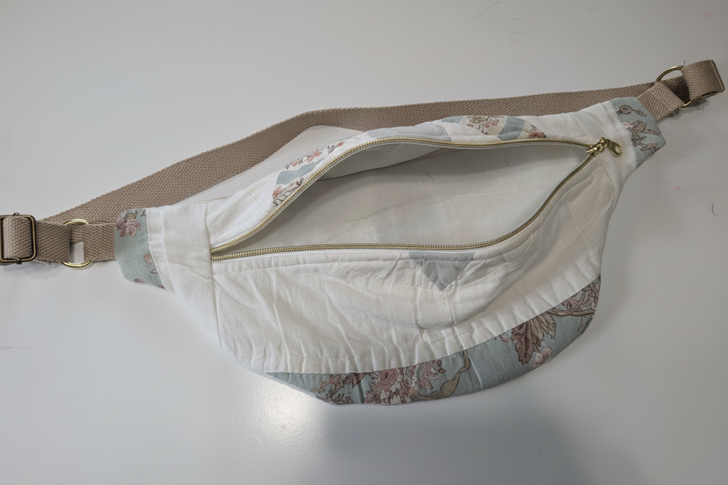 White and floral bag interior - bright white background