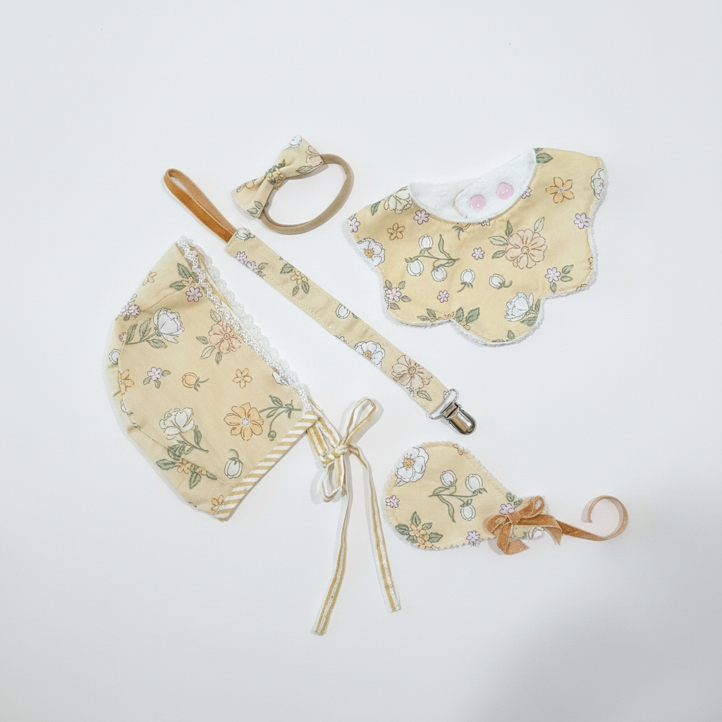 Yellow Floral Baby Set Studio Background
